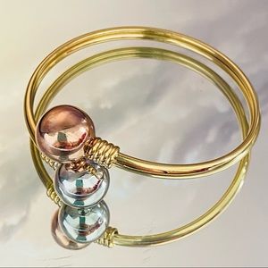 Three Tone open Cuff Bangle